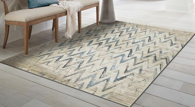 KAS Rugs Heritage Blue/Ivory Chevron 5'x8' Area Rug-3