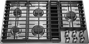 Front view of the KitchenAid® 36" Stainless Steel Gas Downdraft Cooktop