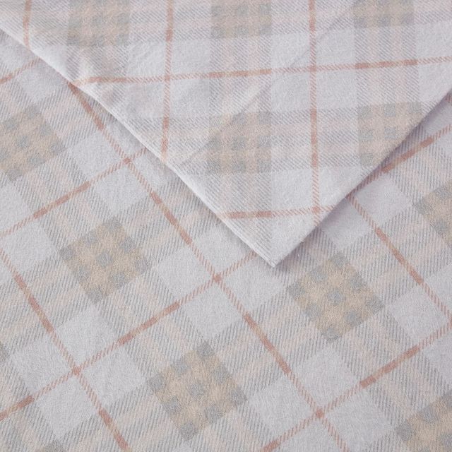 Olliix by True North by Sleep Philosophy Pink Plaid Queen Cozy 100% Cotton Flannel Printed Sheet Set-1