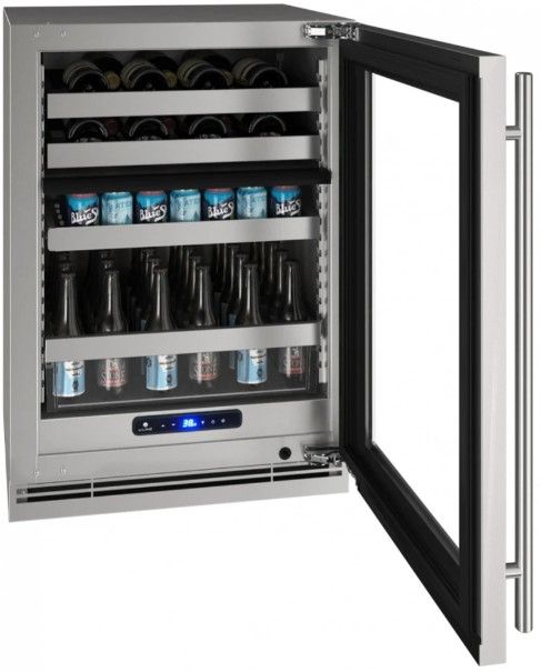 U-Line® 5 Class Glass/Stainless Steel 24" Dual Zone Beverage Center-2