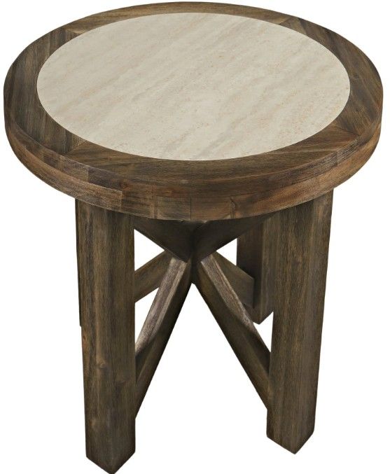 Jofran Inc. Sierrafina Beige Round End Table with Cortado Base-2