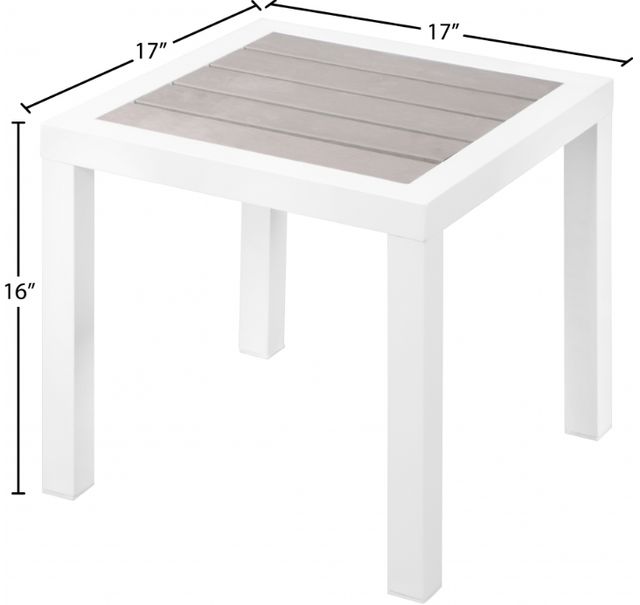 Meridian Furniture Nizuc Gray/White Aluminum/Plastic Outdoor Patio End Table-3