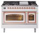 Ilve® Nostalgie II Noblesse 48'' White Pro Style Dual Fuel Range with Copper Trim-0