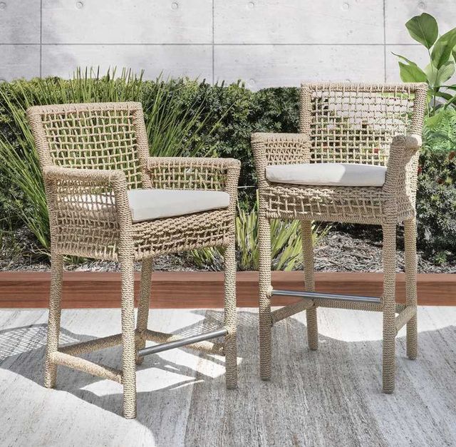 Classic Home Brisbane Natural Rope Outdoor Bar Stool-1