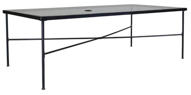 Sunset West Provence Glass Top/Metal Rectangular Outdoor Dining Table with Century Pewter Frame-0