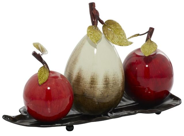 Deco Marche Red 18'' Fruit Decorative Sculpture with Platter-1