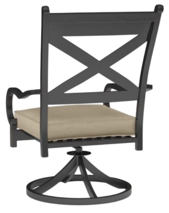 Sunset West Monterey Old World Copper Aluminum Outdoor Dining Swivel Chair with Linen Stone Cushion-2