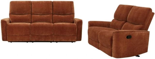 Coaster® Navarro 2-Piece Burnt Orange Manual Upholstered Reclining Sofa Set-0