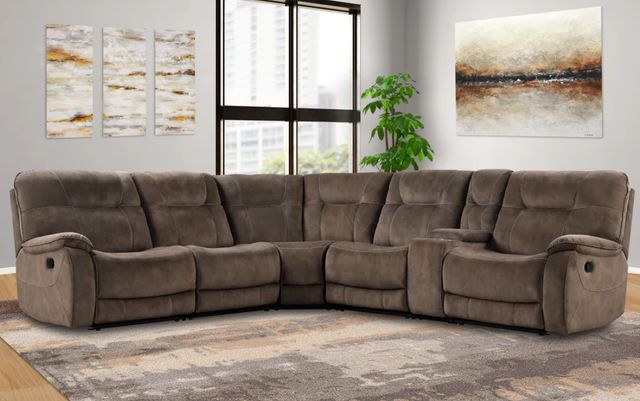 Parker House® Copper 6-Piece Shadow Brown Manual Reclining L-Shape Sectional-2