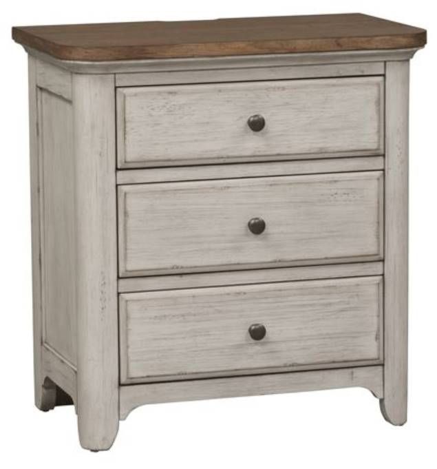 Liberty Farmhouse Reimagined Antique Whitechestnut Charging Station Nightstand Lundquist 6227