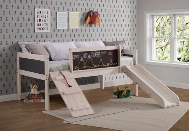 Donco Kids Art & Play Dark Gray/White Wash Junior Twin Low Loft-1