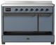 Ilve® Majestic III 48" Blue Gray Pro Style Induction Range with Solid Door and Burnished Trim-2