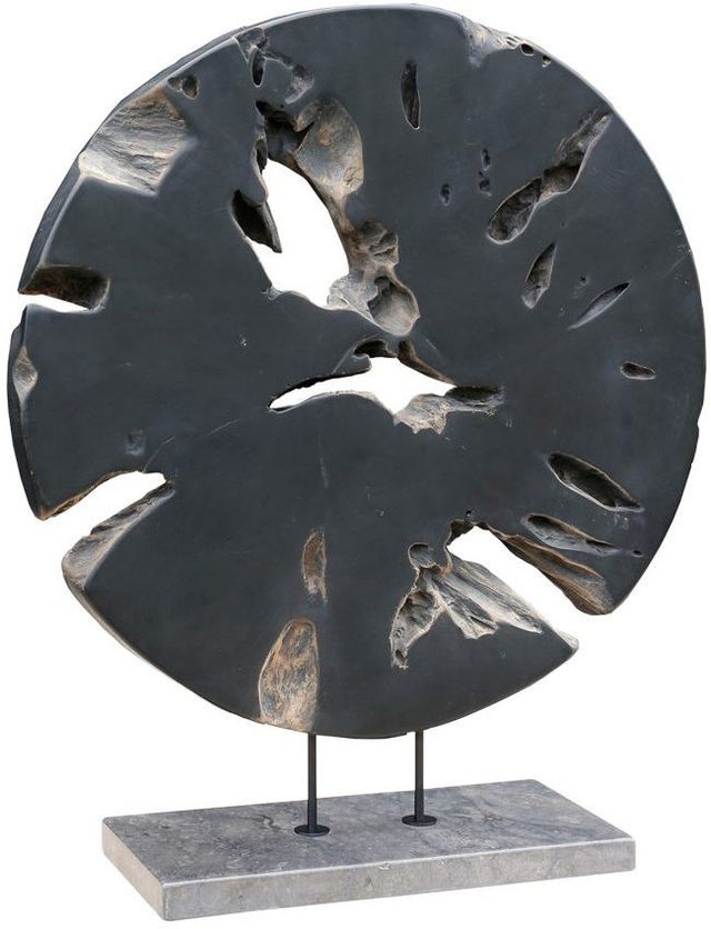 Moe's Home Collection Large Weathered Gray Round Teak Wood Art-0
