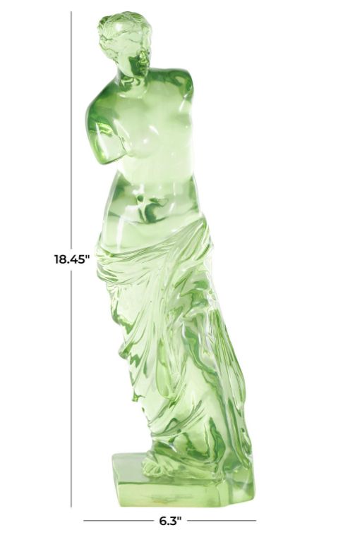 Deco Marche Cosmoliving by Cosmopolitan Green Woman Tinted Decorative Sculpture-3