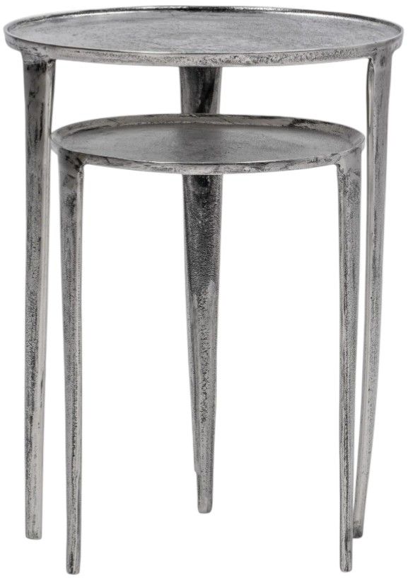 Classic Home Elinor 2-Piece Nickle Nesting Accent Table Set-2