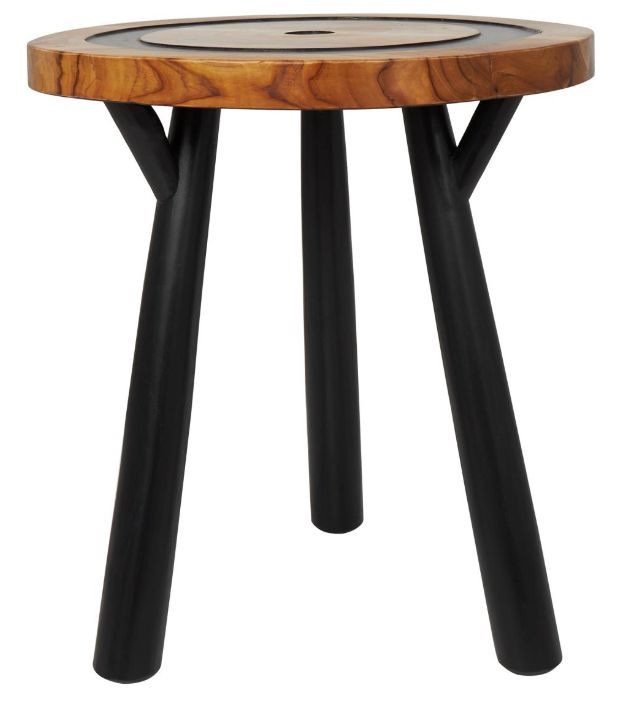 Deco Marche Brown Accent Table with Black Base-1