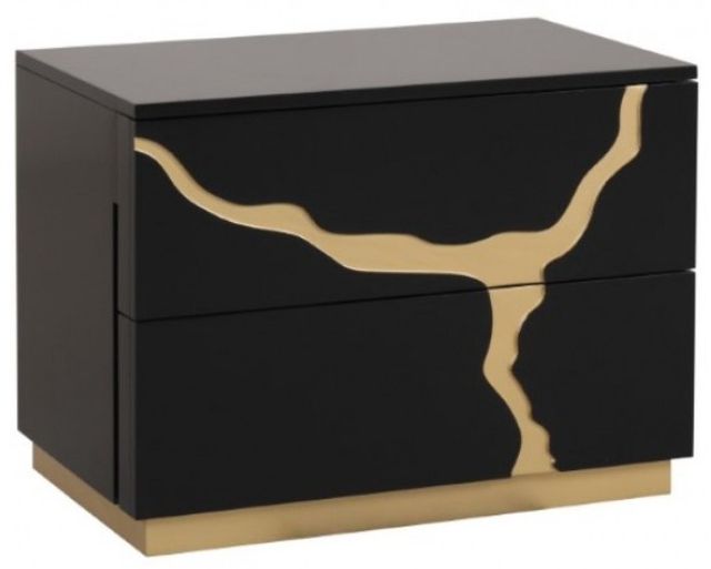 Furniture of America® Goldsberg 4-Piece Black/Gold Queen Bedroom Set-2