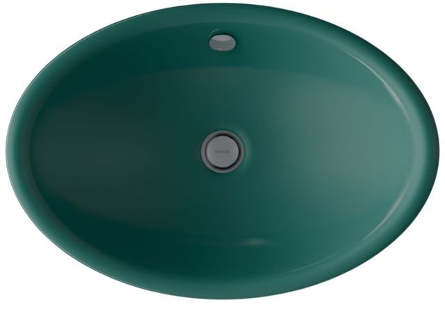 Kohler Iron Plains® Teal 20.75" Oval Vessel Bathroom Sink-1