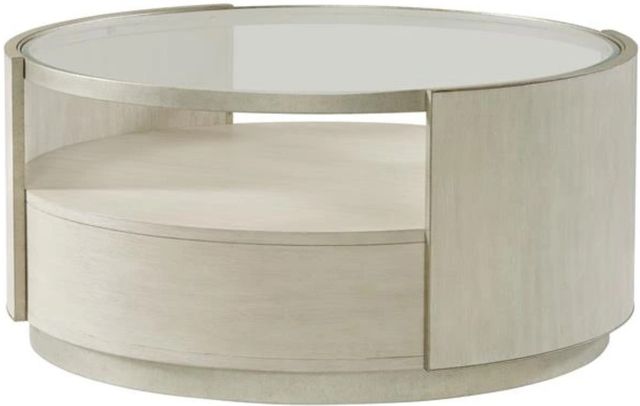 Riverside Furniture Maisie Glass Top Round Coffee Table with Champagne Base-2
