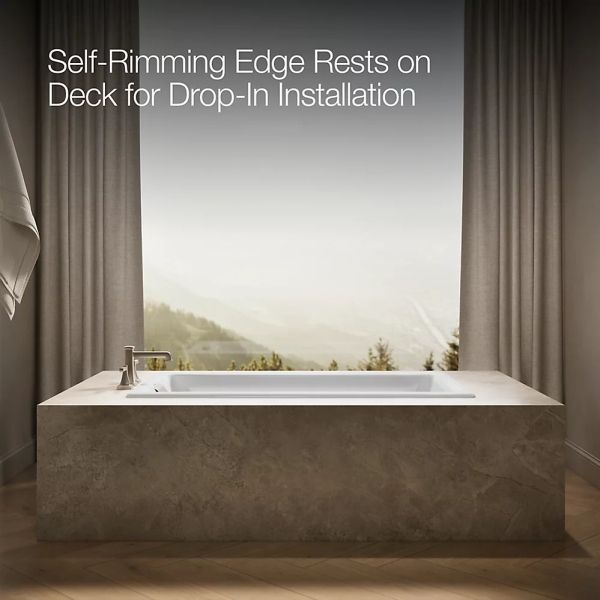 KOHLER® Tea-For-Two® White 60" x 32" Heated BubbleMassage™ Air Bath-3