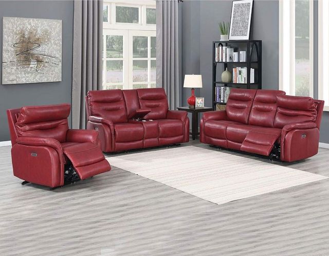 Steve Silver Co. Fortuna 3-Piece Wine Dual Power Leather Motion Set-0