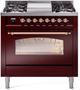 Ilve® Nostalgie II Series 36" Burgundy Pro Style Dual Fuel Range-0