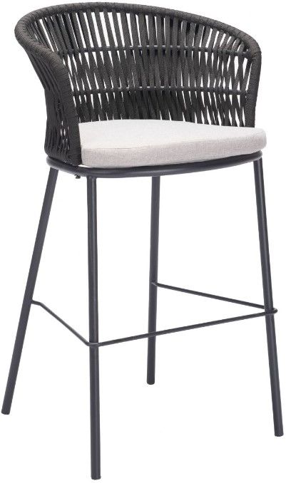 Zuo® Modern Freycinet Black/Gray Steel Outdoor Barstool-0
