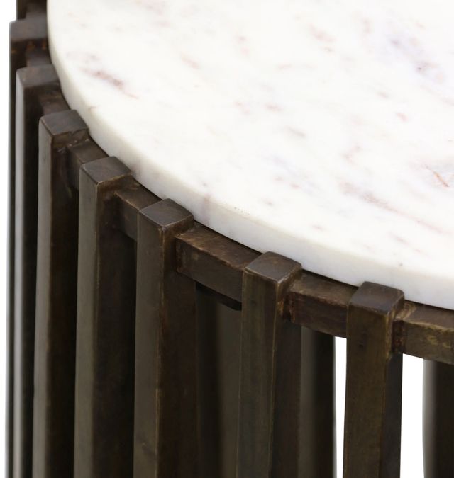 Stylecraft Jackobean White End Table with Brown Base-2
