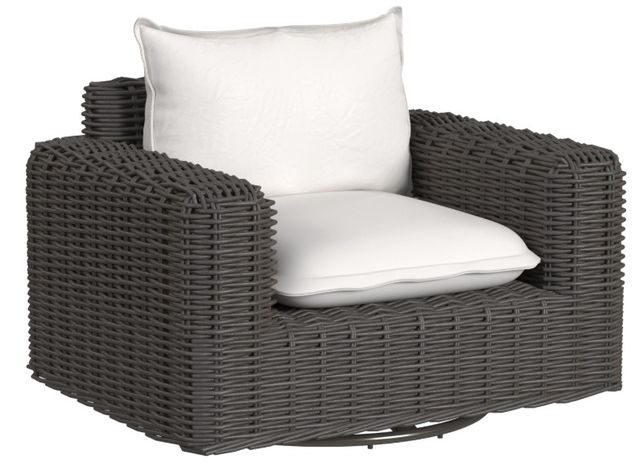 Sunset West Cabo Kahlua Resin Wicker Oversized Swivel Outdoor Club Chair with Soothe Pearl Cushion-0