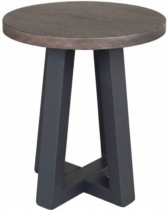 Sunny Designs™ Rowan Brown Round Chairside Table Black Base-0