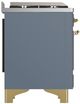 Ilve® Majestic III 60" Blue Gray Pro Style Dual Fuel Liquid Propane Range with Griddle and Brass Trim-4