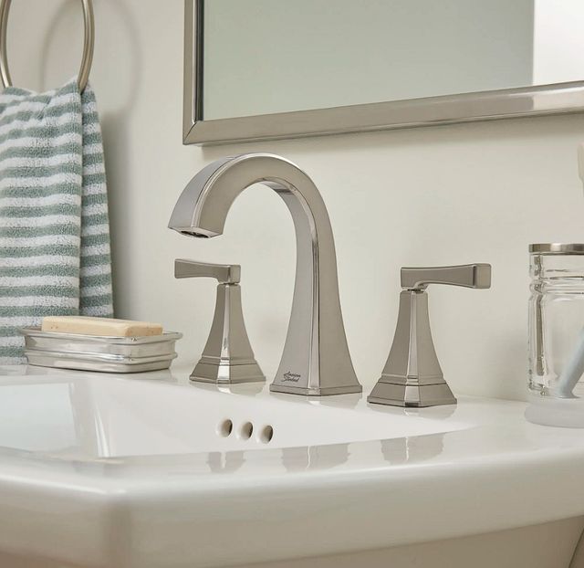 American Standard Crawford Brushed Nickel 8" Widespread 2-Handle Bathroom Faucet with Lever Handles-1