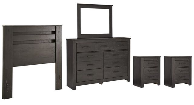 Signature Design by Ashley® Brinxton 5-Piece Charcoal Full Panel Headboard Set-0