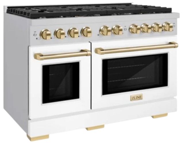 ZLINE Autograph Edition 48" Stainless Steel Pro Style Gas Range with White Matte Door-2
