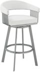 Armen Living Chelsea Silver/White Swivel Counter Stool-0