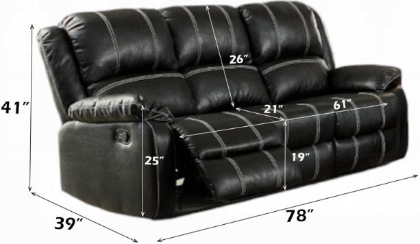 ACME Furniture Zuriel Black Manual Reclining Sofa-2