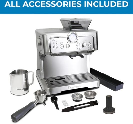 Kenmore® Brushed Stainless Steel Espresso Machine With Grinder And Milk Frother-2