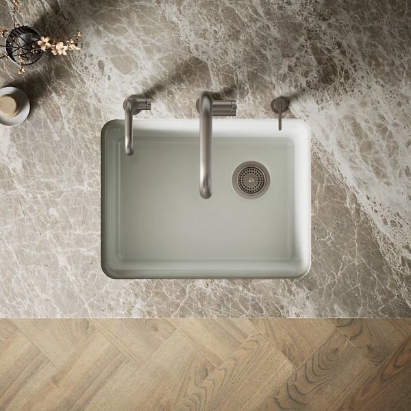 KOHLER® Riverby® Sea Salt 25" Undermount Single-Bowl Workstation Kitchen Sink-2