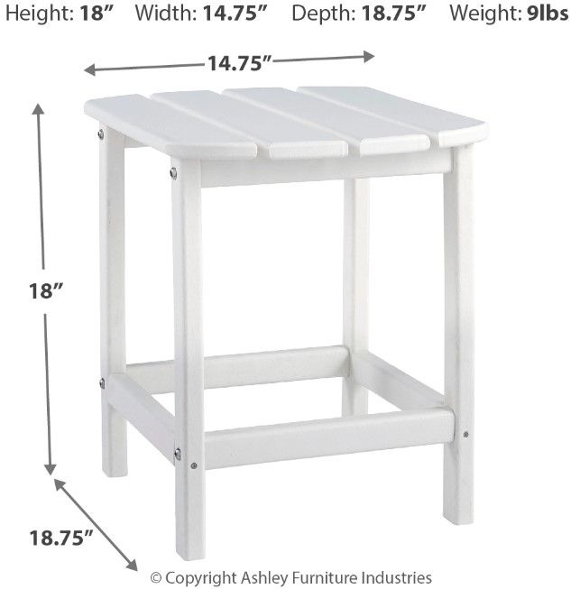 Signature Design by Ashley® Sundown Treasure White Plastic Outdoor Rectangular End Table-2