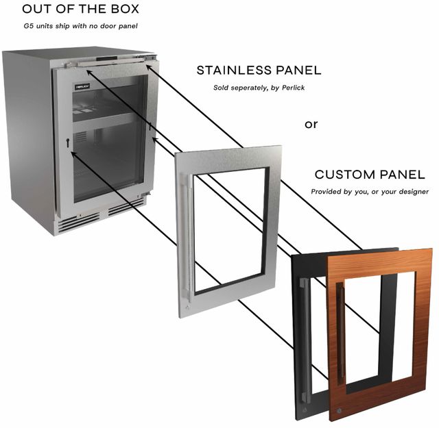 Perlick® G5 Shallow ADA 24" 3.1 Cu. Ft. Panel Ready Built-In Glass Door Beverage Center-2