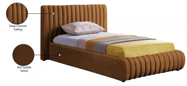 Meridian Furniture Nico Saddle Velvet Twin Upholstered Panel Bed-2