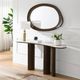 ACME Furniture Hanale Natural Marble Top Console Table with Brown Legs-1