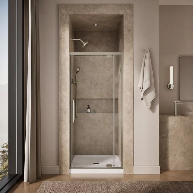 KOHLER Statement™ Anodized Brushed Nickel 76" x  32" - 36" Pivot Shower Door-3