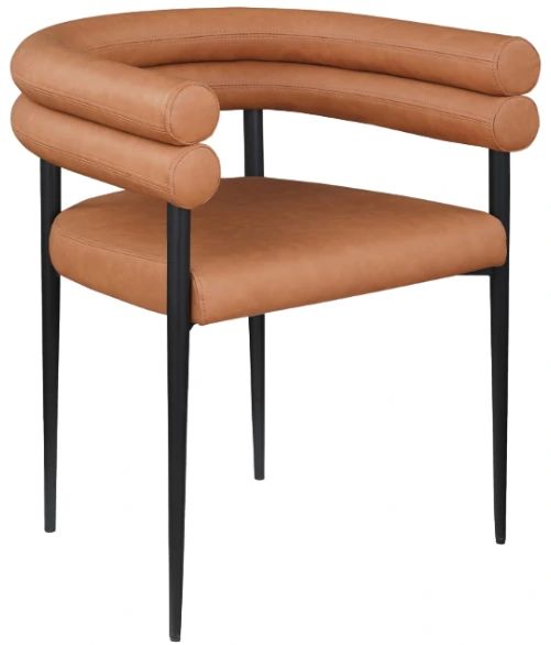 Meridian Furniture Lavina Cognac/Black Leather Upholstered Dining Arm Chair-0