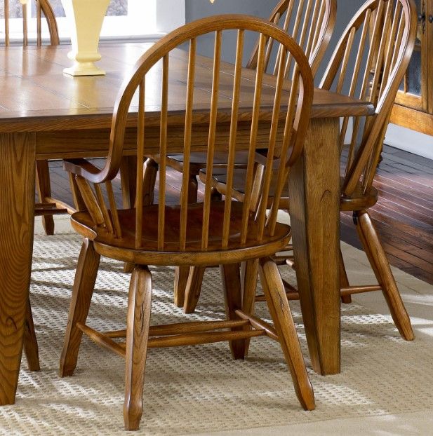 Liberty Furniture Treasures Rustic Oak Bow Back Arm Chair-1