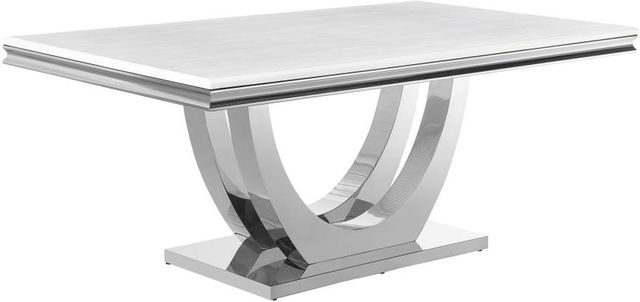 Coaster® Kerwin White Glass Top Dining Table with Chrome Base-0