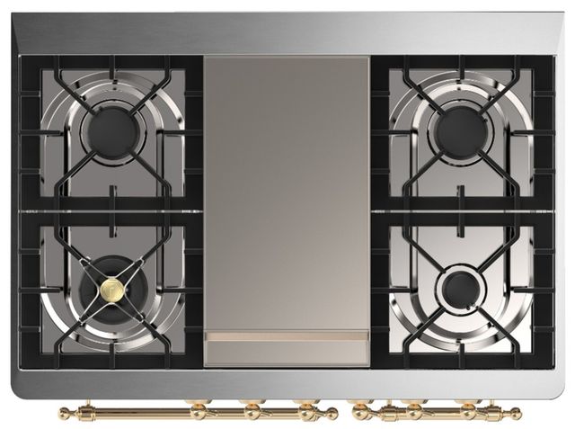 Ilve® Majestic III 40" White Pro Style Dual Fuel Liquid Propane Range with Solid Door and Brass Trim-3