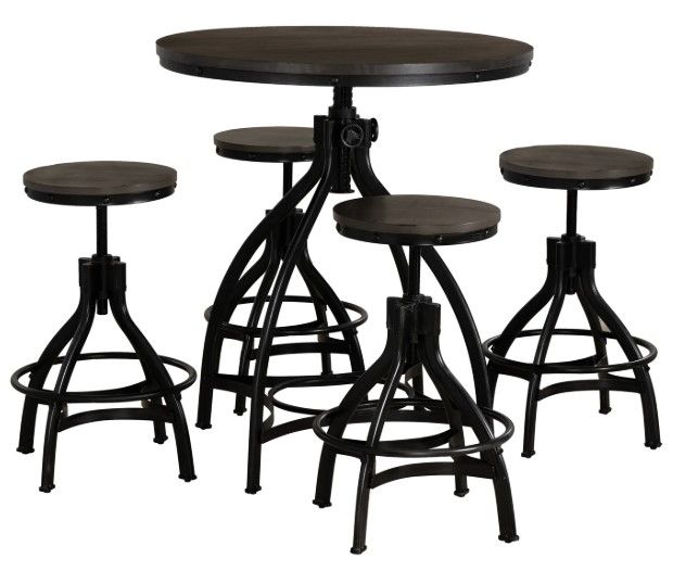 Powell® Haywood 5-Piece Black/Gray Round Bar Table Set-0