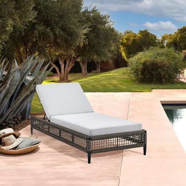 Armen Living Alegria Black/Gray Aluminum/Fabric/Rope Outdoor Chaise Lounge-1