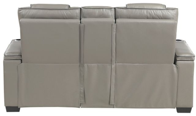 Homelegance® Apex Gray Double Power Reclining Console Loveseat-4